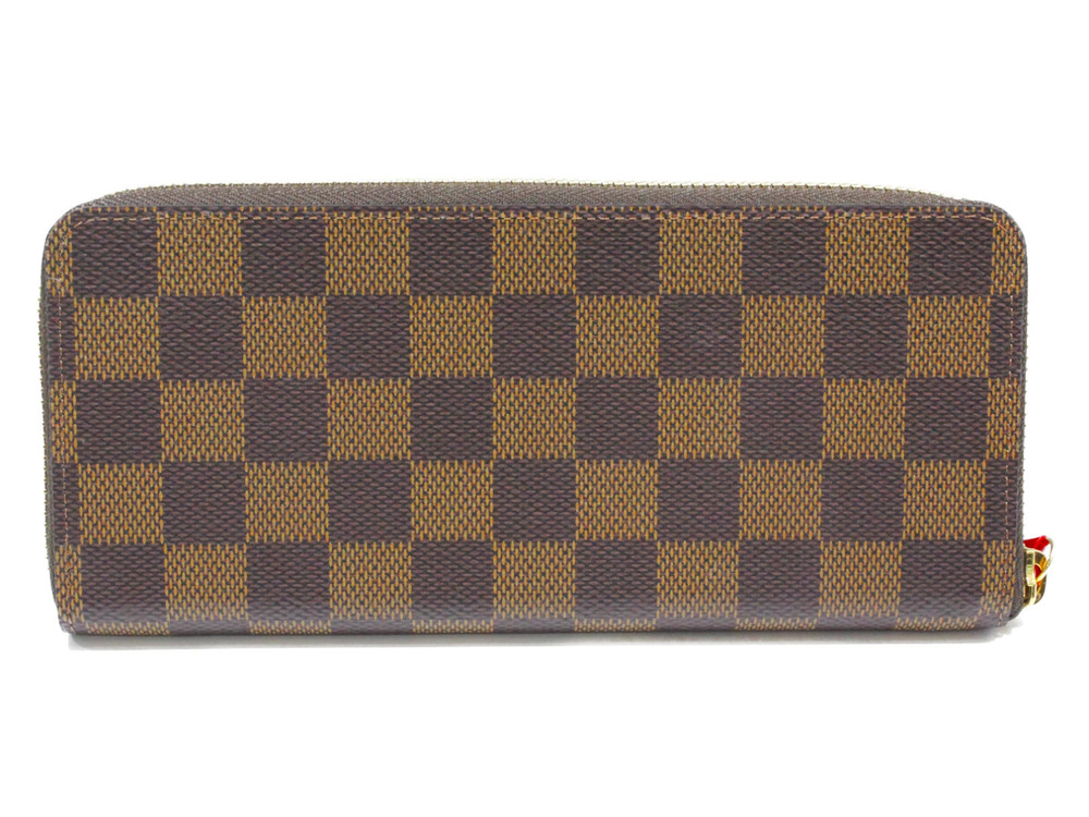 Louis Vuitton Damier Leather Clemence Long Red Portefeuille Wallet Red